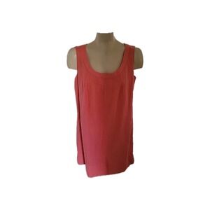 TWEEDS Coral Linen Sleeveless Pleated Neck Shift Dress 10 breathable beach comfy